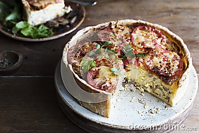 Mushroom quiche food photography recipe idea Stock Photo