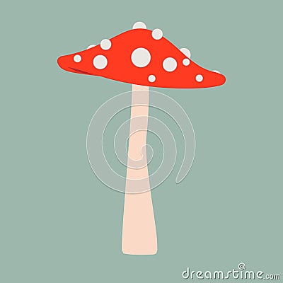 Mushroom red organic vegetarian gourmet ingredient cooking vector flat icon Vector Illustration