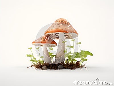 The mushroom is the reproductive structure consisting of a stripe and a cap. Generative AI Stock Photo