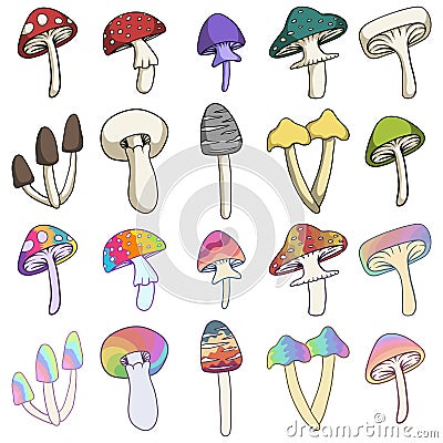 Mushroom set collection vector illustration Vector Illustration