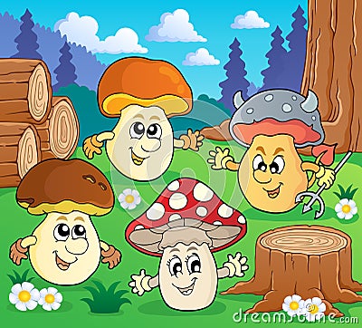 Mushroom theme image 3 Vector Illustration