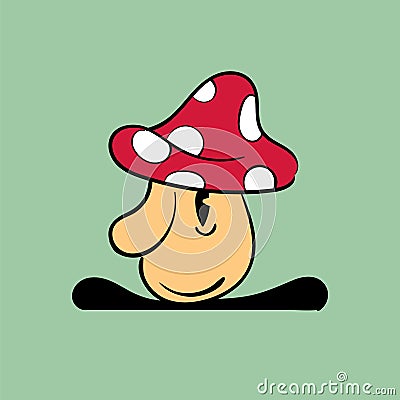 Mushroom toadstool. Vintage toons: funny character, vector illustration trendy classic retro cartoon style Vector Illustration