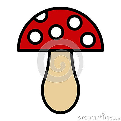 Mushroom vector icon on white background. Amanita Vector Illustration