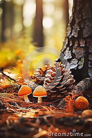 A Mushroom Windfall in an Enchanted Forest Stock Photo