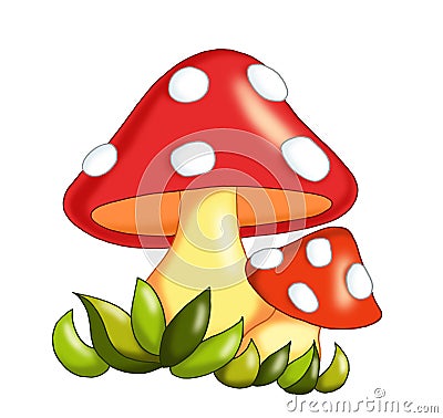 Mushrooms Cartoon Illustration