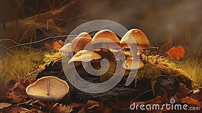 Mushrooms on autumn season, Steinpilze or Maronen-Rohrling mushrooms Stock Photo