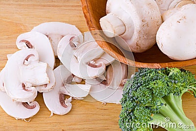 Mushrooms, broccoli Stock Photo