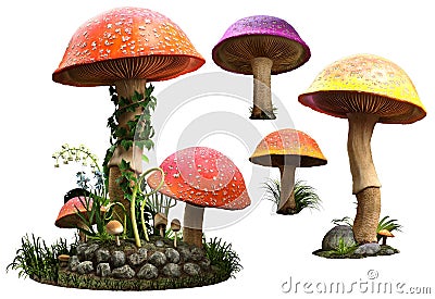 Mushrooms Cartoon Illustration