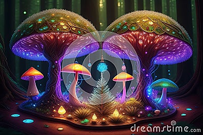 Mushrooms in the forest by person Stock Photo