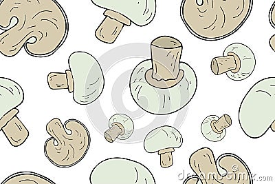 Mushrooms seamless pattern. Endless texture Stock Photo