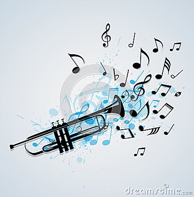 Music abstract background with trumpet Vector Illustration