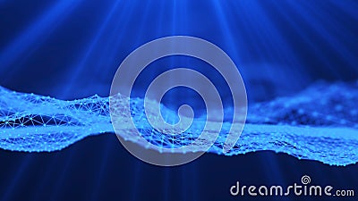 Music abstract blue background. Sound wave. Futuristic technology AI element. Big data visualization. 3d rendering Stock Photo