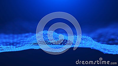 Music abstract blue background. Sound wave. Futuristic technology AI element. Big data visualization. 3d rendering Stock Photo