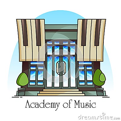 Music academy or conservatory building Vector Illustration