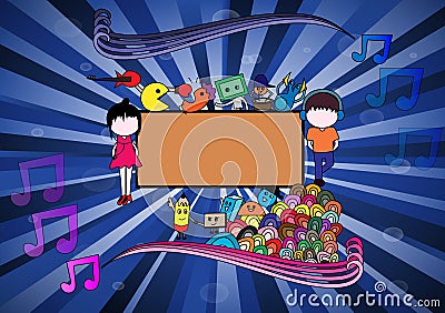 Music Addict Doodle Vector Cartoon Illustration