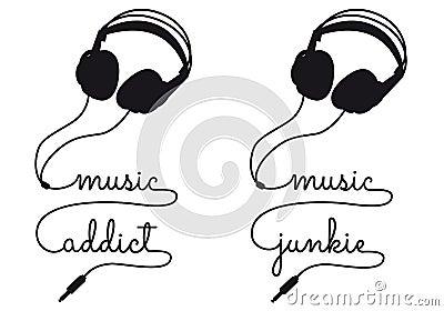 Music addict, vector headphone Vector Illustration