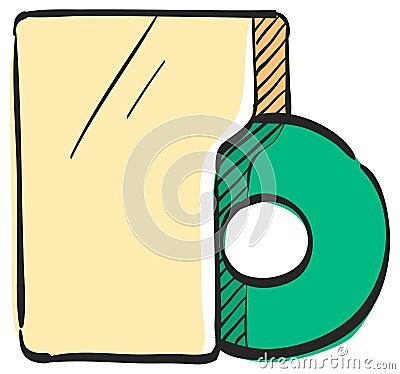 Music album icon in color drawing Vector Illustration