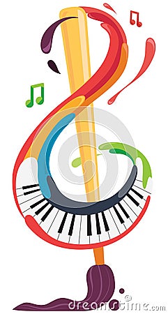 Music and Art brush and piano Vector Illustration