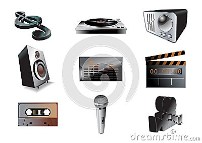 Music/audio icon set Vector Illustration