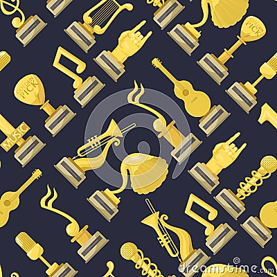 Music award best entertainment winner achievement victory vector illustration seamless pattern Vector Illustration