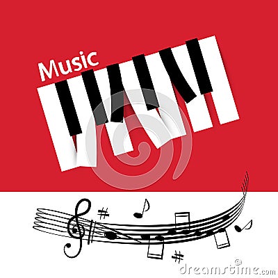 Music Background with Abstract Piano Notes Vector Illustration