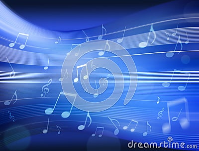 Music Notes Background Blue Streaming Stock Photo