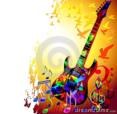 Music background with guitar Vector Illustration