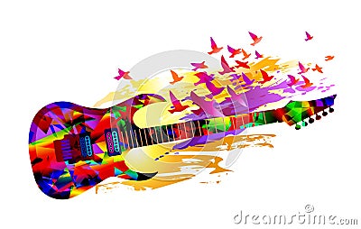 Music background with guitar Vector Illustration