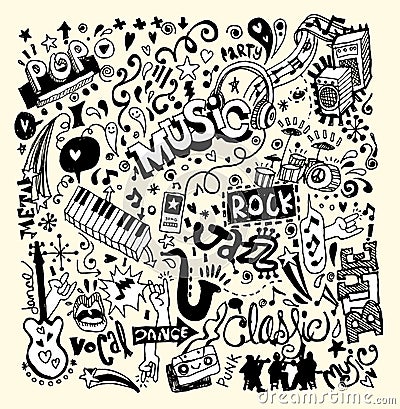 Music Background , Hand drawing Doodle Vector Illustration