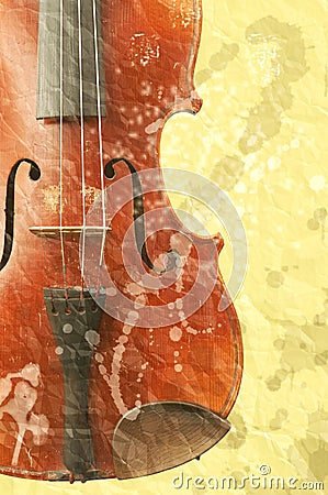 Music background with old fiddle Stock Photo