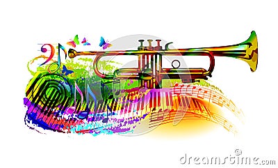 Music background with trumpet Vector Illustration