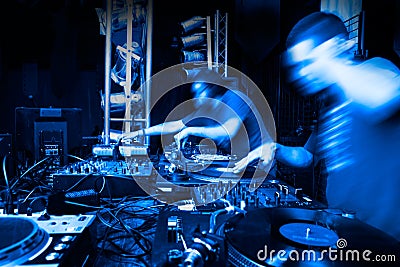 Music backgrounds with disc-jockey Stock Photo