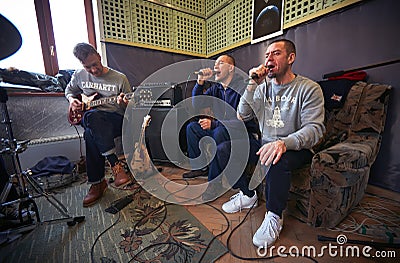 Music band Brutto performing in a recording studio Editorial Stock Photo