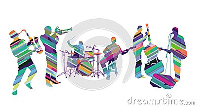 Music band on stage Vector Illustration