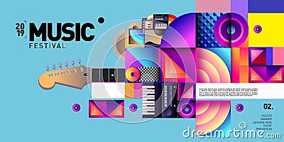 Vector Colorful Music Festival for Event Banner and Poster Vector Illustration
