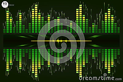 Music beat . Green lights background. Abstract equalizer. Sound Wave. Audio equalizer technology. Detailed bokeh. Spa Stock Photo