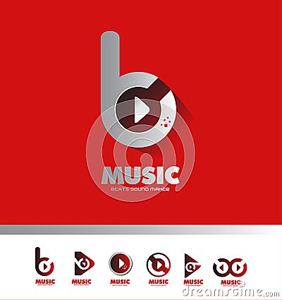 Music beats play buton logo icon Vector Illustration