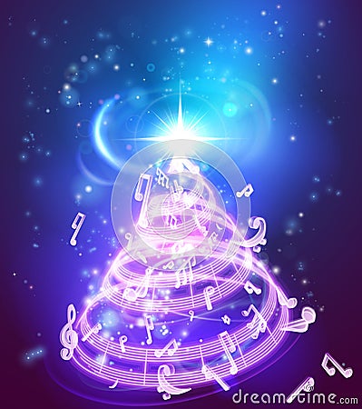 Music Christmas Tree Vector Illustration