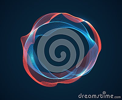 Music circle wave. Sound beat ripples emit waves flux. Music spectrum neon lines. Digital audio studio vector abstract Vector Illustration