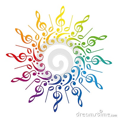 Music Clefs Radial Rainbow Pattern Vector Illustration