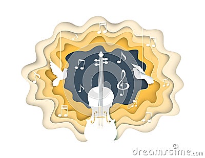 Music concept vector illustration in paper art style Vector Illustration