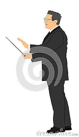 Music conductor vector illustration isolated on white background. Philharmonic conductor. Vector Illustration