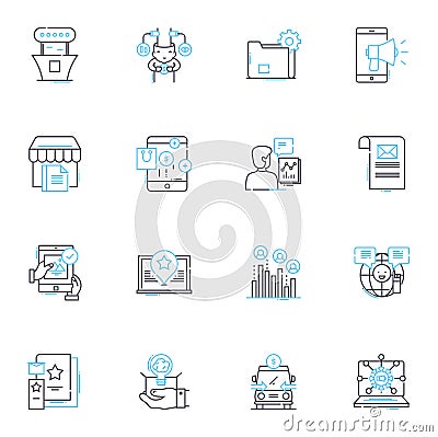 Music countdowns linear icons set. Top, Hit, Chart, Billboard, Radio, Countdown, List line vector and concept signs Vector Illustration