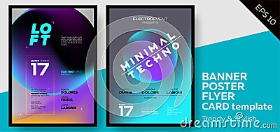 Music Covers for Summer Electronic Fest or Club Party Flyer. Vector Illustration