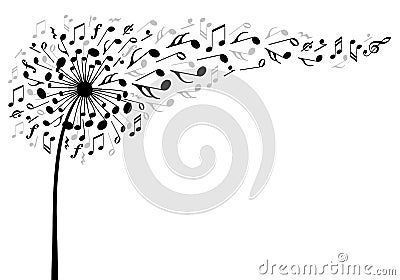 Music dandelion flower, vector Vector Illustration