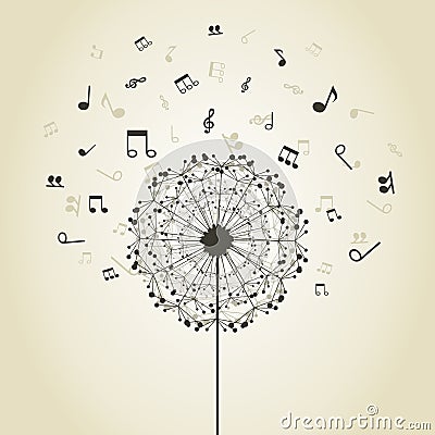 Music a dandelion Vector Illustration