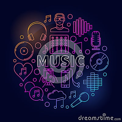 Music dark round illustration Vector Illustration