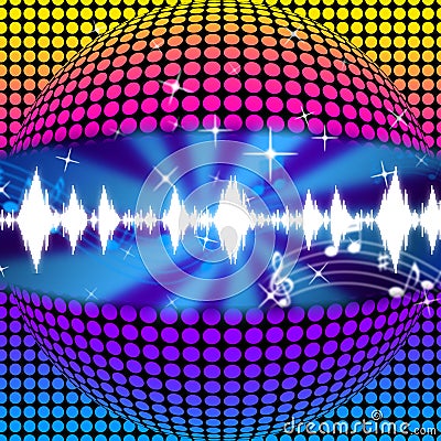 Music Disco Ball Background Means Soundwaves And Partying Stock Photo