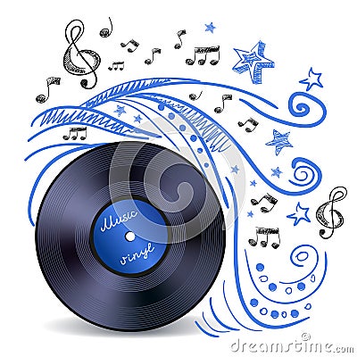 Music doodle vinyl Vector Illustration