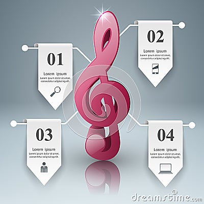 Music education Infographic. Note icon. Vector Illustration